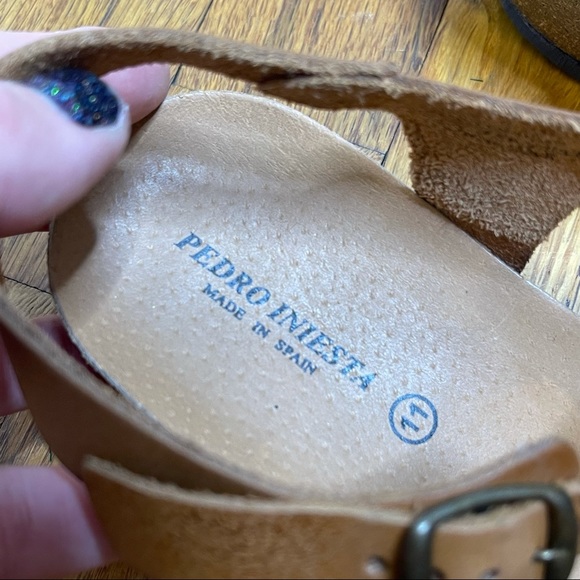 PEDRO INIESTA Tan Suede Strappy Cork Bottom Sandals Size 11 - Picture 4 of 7